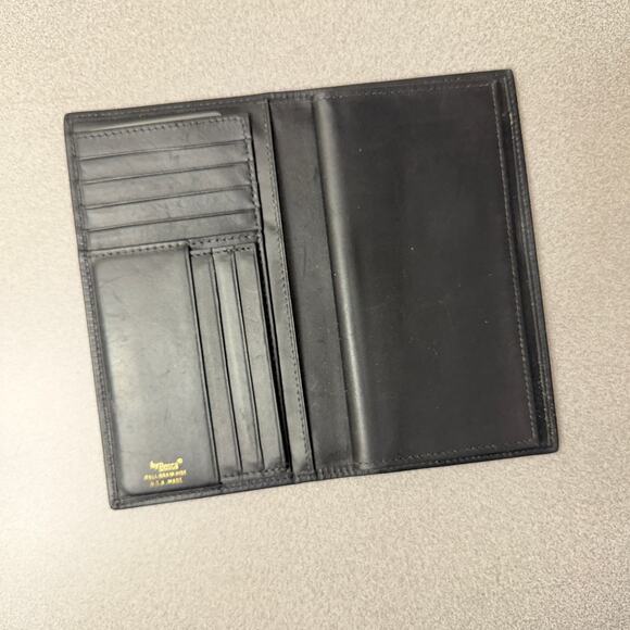 Bosca Checkbook Wallet Black Leather Bi Fold Full Grain Leather USA - Picture 5 of 10